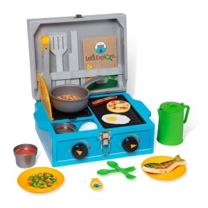 Set de joaca pentru camping Melissa Doug - 27 piese, cu aragaz si accesorii