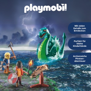 Set de Joaca PLAYMOBIL cu Vikingi si Monstru Marin, 71830, Jucarie Creativa pentru Copii de la 4 Ani - Img 3