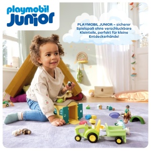 Set de Joaca PLAYMOBIL JUNIOR Ferma cu Tractor si 29 Piese Jucarie Ecologica pentru Copii - Img 3
