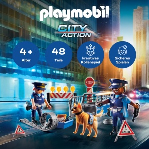 Set de Joaca Politie PLAYMOBIL - Straensperre cu 2 Figurine si Accesorii, 48 piese - Img 3