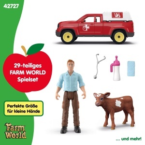 Set de Joaca Schleich - Ferma cu Veterinar, 29 Piese, Include Masina si Calf - Img 6