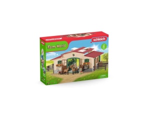 Set de Joaca Schleich Ferma - Grajd cu 2 Cai, Figurina Cavaler, 96 Piese - Img 3
