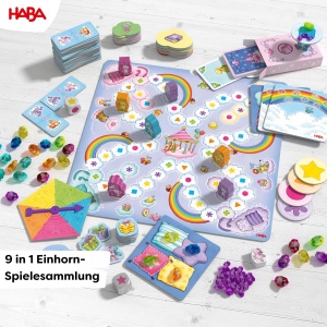 Set de jocuri HABA Einhorn Glitzergluck 9 in 1, pentru 2-4 jucatori, pentru copii de la 3 ani - Img 2