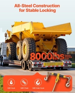 Set de legare cu lant VEVOR, 3,63 T, 3,9m, G80, pentru transport - Img 2
