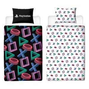 Set de lenjerie de pat PlayStation, design reversibil, 135 x 200 cm, oficial