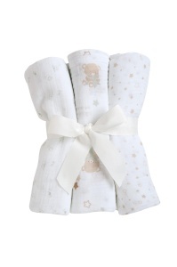 Set de lenjerie pentru bebelusi Chicco - 3 cearsafuri din bumbac, usor de spalat
