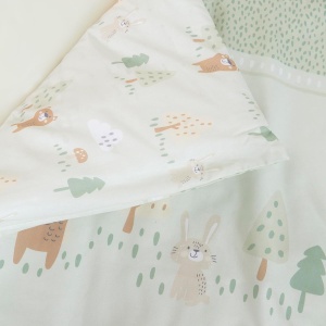 Set de lenjerie pentru bebelusi roba Woodland Buddies, 100 bumbac, 80x80 cm, pastel verde - Img 7