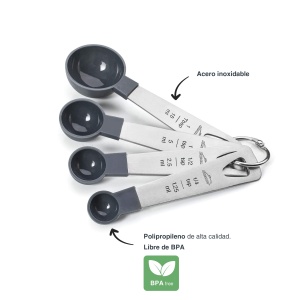 Set de linguri de masurare Lacor 67037 4 piese inox si polipropilena gri BPA-free - Img 4