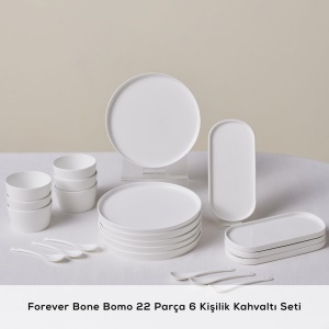 Set de Mic Dejun KARACA Forever Bone Bomo 22 piese pentru 6 persoane, Alb, Portelan - Img 3
