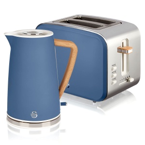 Set de Mic Dejun Swan Nordic, Toaster 900 W, Fierbator 2200 W, 1.7 L, Albastru Mat