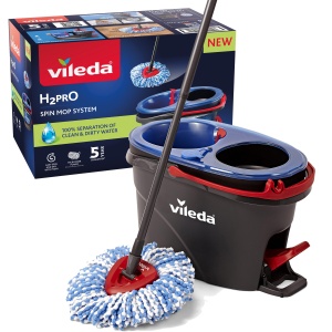 Set de mop Vileda H2PrO cu galeata Separarea 100 a apei proaspete de cele murdare Sistem inovator cu doua rezervoare cu functie de stoarcere Stoarcere - Img 1
