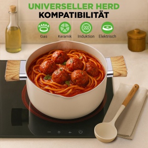 Set de Oale si Tigai NutriChef, 14 Piese, Bej - Ceramica Antiaderenta, Manere Detasabile - Img 2