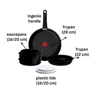 Set de Oale Tefal Ingenio Explore On, 7 piese, antiaderent, negru - Img 3