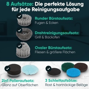 Set de perii de schimb pentru perie electrica Clatronic ERB 3815 A, 8 accesorii robuste, suport inclus - Img 2