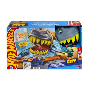 Set de pista Hot Wheels Hai-Alarm la plaja, cu masina Die-Cast 164, 2 moduri de joc - Img 7