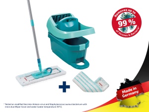 Set de prese de servetel Leifheit Profi XL cu mop de podea si role incl. capac de schimb Profi micro duo din microfibra, absorbant si usor de curatat, set pentru curatare fara a va apleca cu sistem de clic - Img 2