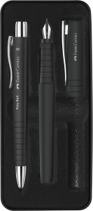Set de scriere Faber-Castell Poly Pen, 2 piese, negru, ergonomic