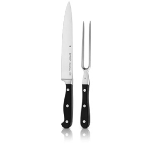 Set de sculptura WMF Top Class Plus 2 piese, fabricat in Germania, 1 cutit forjat, 1 furculita pentru carne, taietura de performanta, otel special cu lama - Img 10