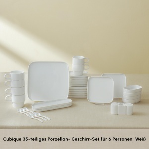 Set de Servire pentru Mic Dejun Karaca Cubique, 35 Piese, Alb, pentru 6 Persoane - Img 3