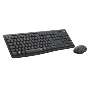 Set de tastatura si mouse wireless Logitech MK295 cu tehnologie SilentTouch, taste de comanda rapida, ghidare optica, receptor nano USB, conexiune wireless fara intarziere, aspect QWERTZ - Grafit, PC
