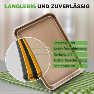 Set de Tava de Copt NutriChef 2 piese, Antiaderenta, 40x28 cm si 35.5x24.6 cm, Aurie - Img 9