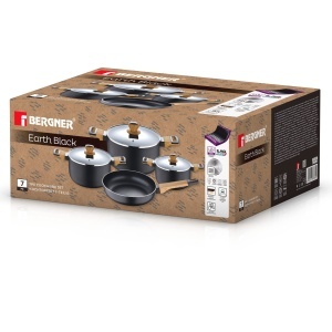 Set de tigai BERGNER Earth Black, 7 piese, aluminiu, antiaderent, negru - Img 2