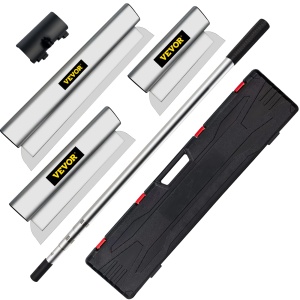 Set de umplutura decorativa VEVOR 25 cm / 60 cm / 80 cm latime, 0,89-2 m lungime lama umplutura de suprafata pentru gips-carton, 0,5 mm grosime lama umplutura de fatada din otel inoxidabil, umplutura ergonomica pentru tencuiala cu maner - Img 1