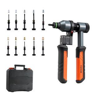 Set de Unelte VEVOR pentru Nituire, 21 cm, 10 Dornen, 100 Mutern, Culoare Portocalie