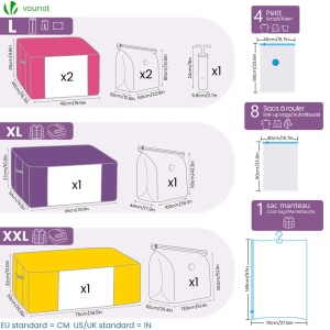 Set de Vakuumbeute VOUNOT, 22 piese, diverse dimensiuni, cu pompa - Img 3