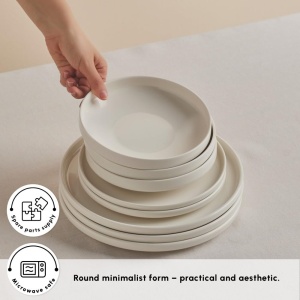 Set de Vase KARACA Stream Bone Felix XL, 18 piese, pentru 6 persoane, portelan alb - Img 6