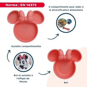 Set de Vase pentru Copii Disney Minnie Farfurie, Bol, Lingura, Furculita si Pahar 360 - Img 3