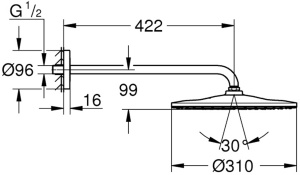 Set dus GROHE Rainshower Mono, 42cm, 1 jet, crom - Img 3