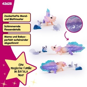 Set Figurine Axolotl Mama si Bebei Schleich BAYALA - 3 Piese, Culori Stralucitoare - Img 3