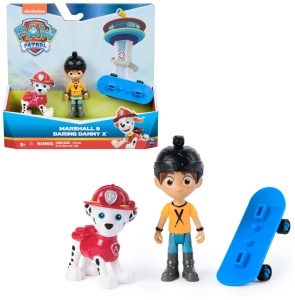 Set Figurine PAW PATROL - Marshall si Danny X cu Skateboard, pentru copii de la 3 ani