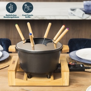 Set Fondue Princess 173025, 1.5 L pentru 8 persoane, cu termostat ajustabil, design bambus - Img 5