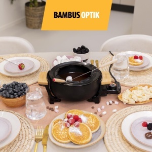 Set Fondue Tristar FO-1108, 1.5L, pentru 8 persoane, Negru si Bambus - Img 5
