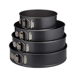 Set forme de copt Relaxdays, 4 piese, antiaderente, gri, 18242628 cm - Img 1