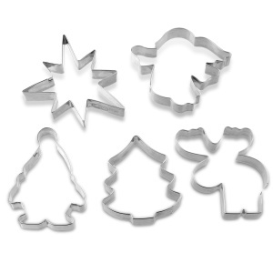 Set forme de prajituri Dr Oetker White Christmas Baking 5 motive otel inoxidabil