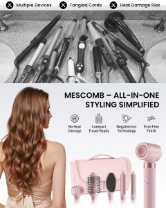 Set Hairstyler MESCOMB 5 in 1, 110.000 Umin, cu Ioni, pentru Stilizare si Volum - Img 7