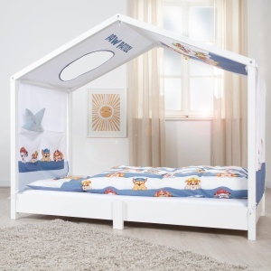Set husa pentru pat Montessori roba 70x140 cm, design Paw Patrol, cu buzunare si fereastra decorativa - Img 7