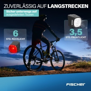 Set iluminare bicicleta FISCHER SQUARE, 90 Lumen, reincarcabil, IP44 - Img 4