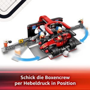 Set LEGO City Boxenstopp F1 cu Ferrari si 5 Minifiguri, 322 Piese - Img 3