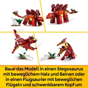 Set LEGO Creator 3in1 Dinozauri - Velociraptor, Stegosaurus, Pterosaur, 283 piese - Img 6