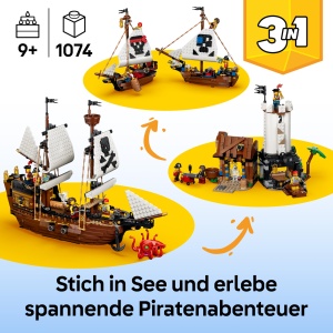 Set LEGO Creator Pirat cu 3 in 1 - 1074 piese, 5 minifigurine, aventuri piratesti - Img 2