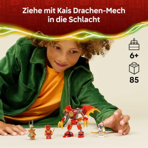 Set LEGO NINJAGO Kais Drachen-Mech Battle 71851 cu 3 Figurine, 85 Piese - Img 2