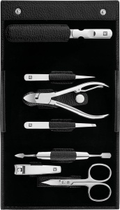 Set Manichiura si Pedichiura ZWILLING 7 Piese Inox Polisat Etui Piele Neagra