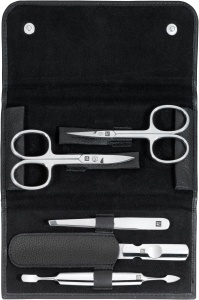 Set manichiura si pedichiura ZWILLING Classic 5 piese otel inoxidabil etui piele neagra