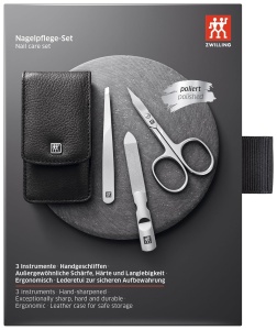 Set manichiura ZWILLING Classic, 3 piese, etui din piele neagra, inox - Img 6