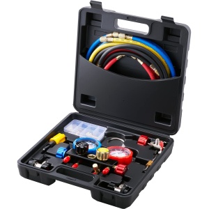 Set manometre 4 cai VEVOR WZ-J401, compatibil R134A, R410A, R22, cu furtunuri 152 cm