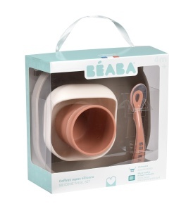 Set masa copii Beaba silicon 4 piese antialunecare rezistent la microunde Terracotta - Img 6
